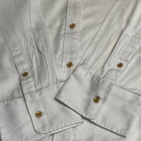 Talbots Women's Top Button Down Shirt White Long Sleeve Size 20 Gold Button - Picture 6 of 8